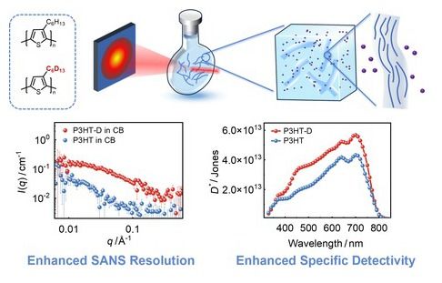 侧链氘化策略 实现有机光电二极管溶液聚集体高对比度中子散射与器件性能的双重提升